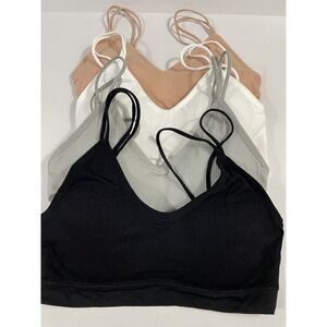 4 Pieces V Neck Cami Bra Padded Seamless Bralette‎ Straps Sleeping Bra Sz M